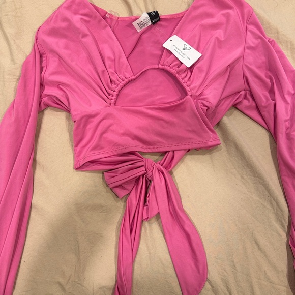 Windsor Pink Ruched Cut-Out Blouse - Picture 1 of 2